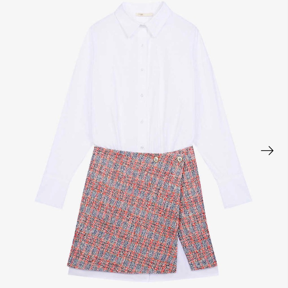 COPY - Maje Rajari long sleeve mixed media layered minidress